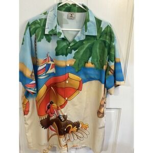 Aloha Men's 2XL Turkey On Beach Button Up Shirt